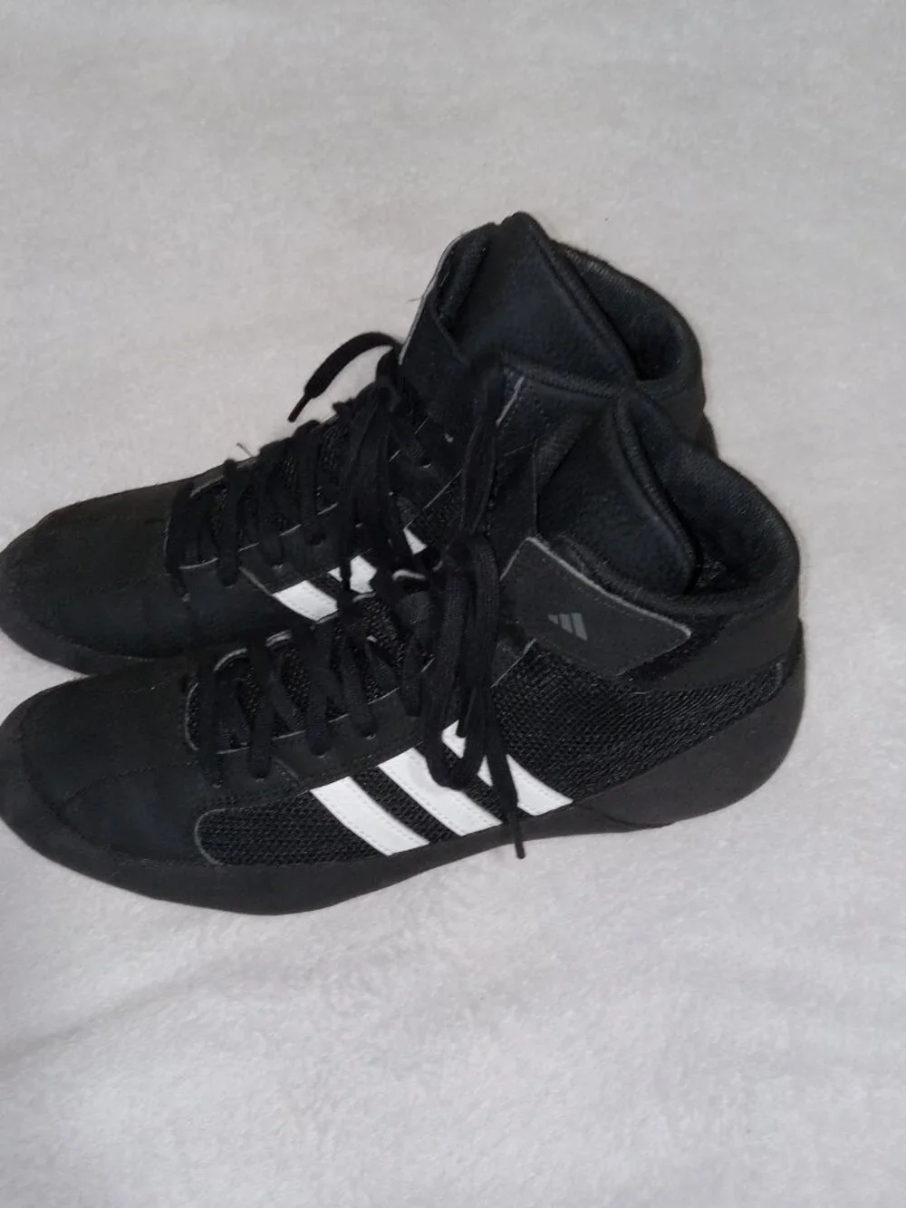 Adidas HVC Wrestling Shoes Men's 9 Black/ Leather Combat Gum Soles
